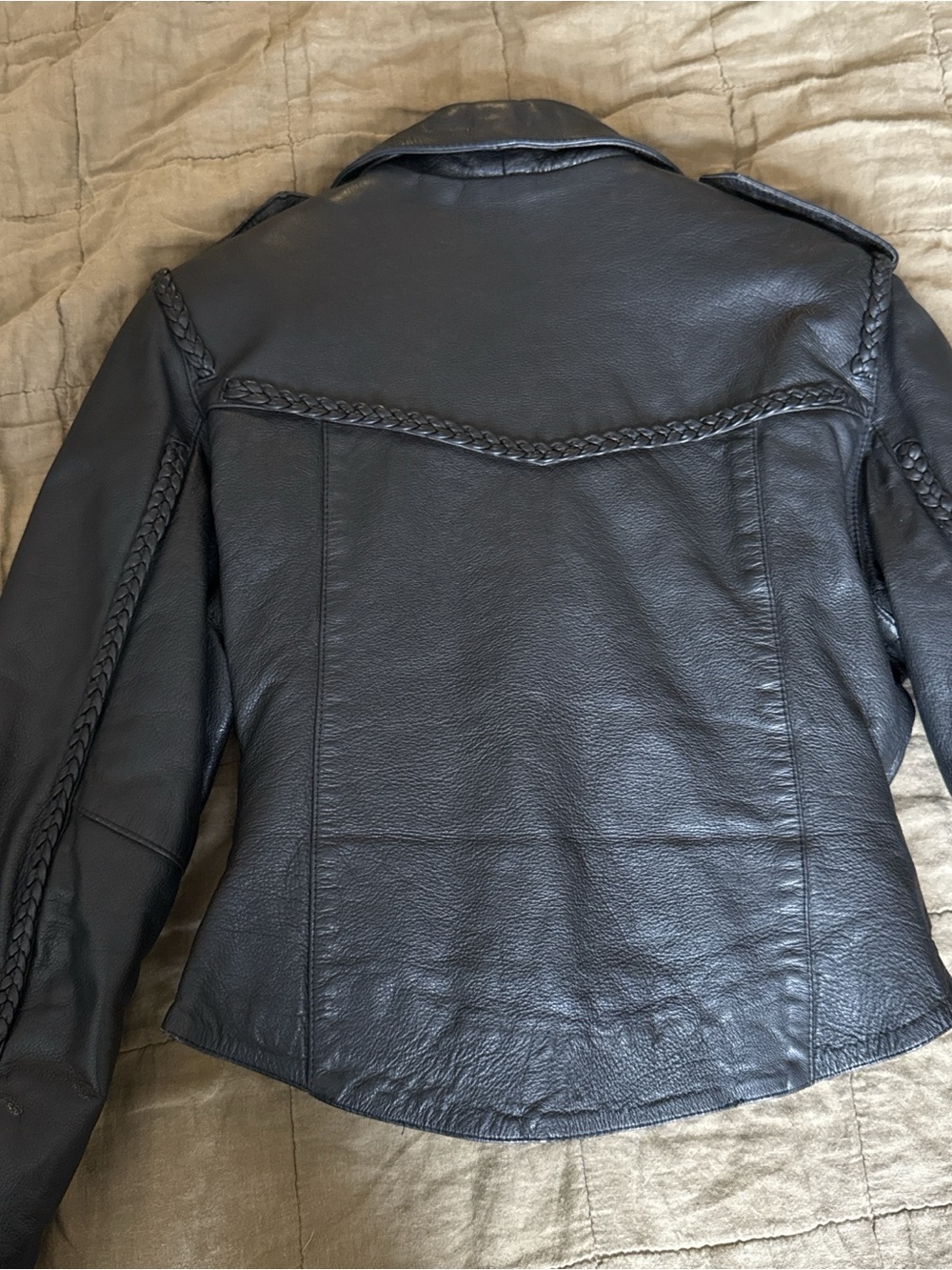 Black Leather Biker Jacket - Picture 3 of 6